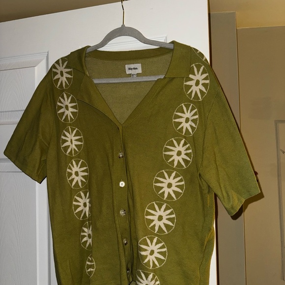 Rhythm. Tops - RHYTHM olive green short sleeve sweater - worn once, brand new